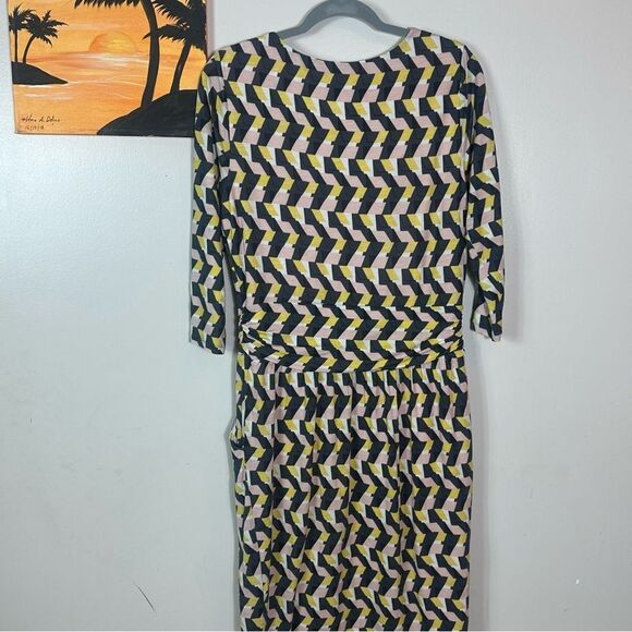 Boden Black and Tan Sheath Midi Dress with 3/4 Sleeves - Picture 7 of 10